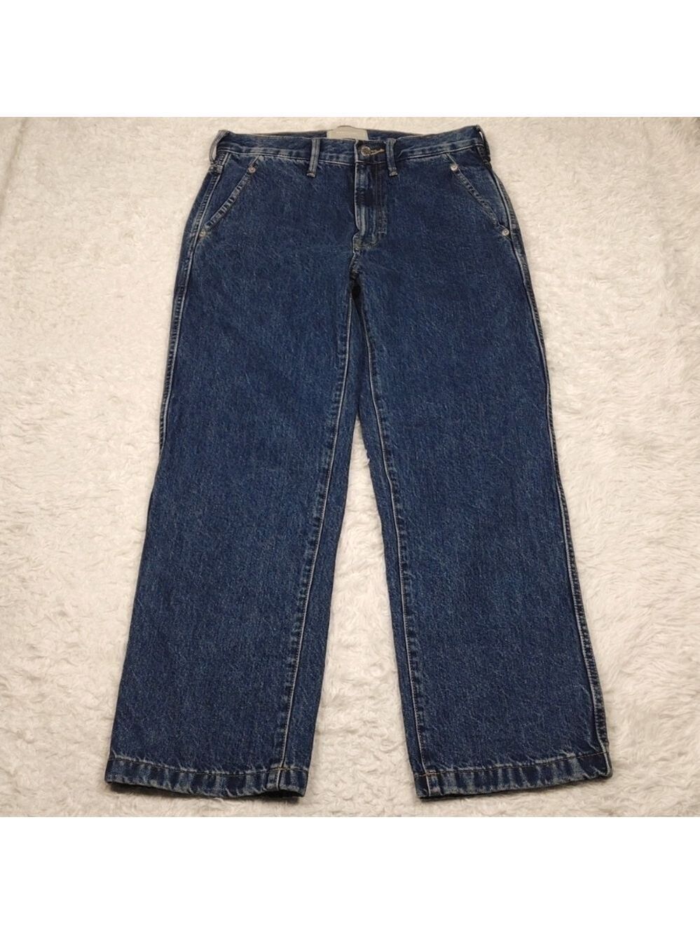 Everlane Cinched Utility Jean Blue Medium Wash High Rise Straight Leg Jean - Picture 2 of 15